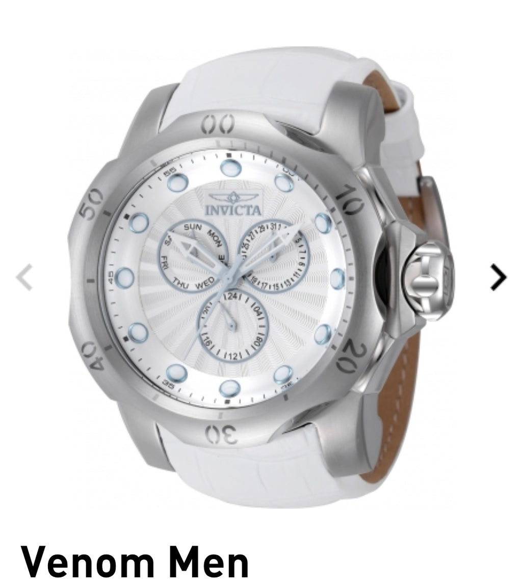 Invicta - VENOM - Ice 🧊 Blue / White Leather - MULTIFUNCTION - mens watch