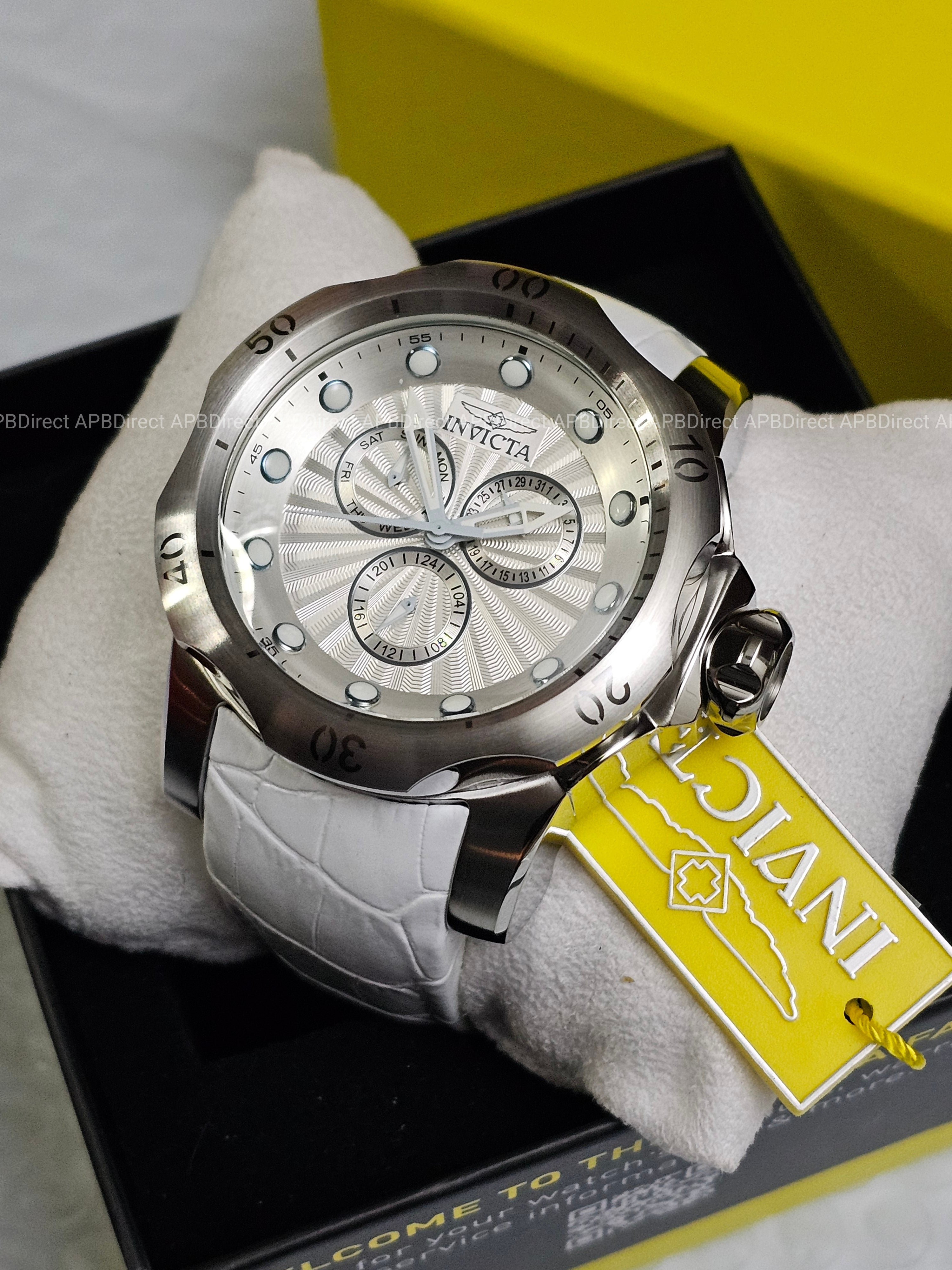 Invicta - VENOM - Ice 🧊 Blue / White Leather - MULTIFUNCTION - mens watch
