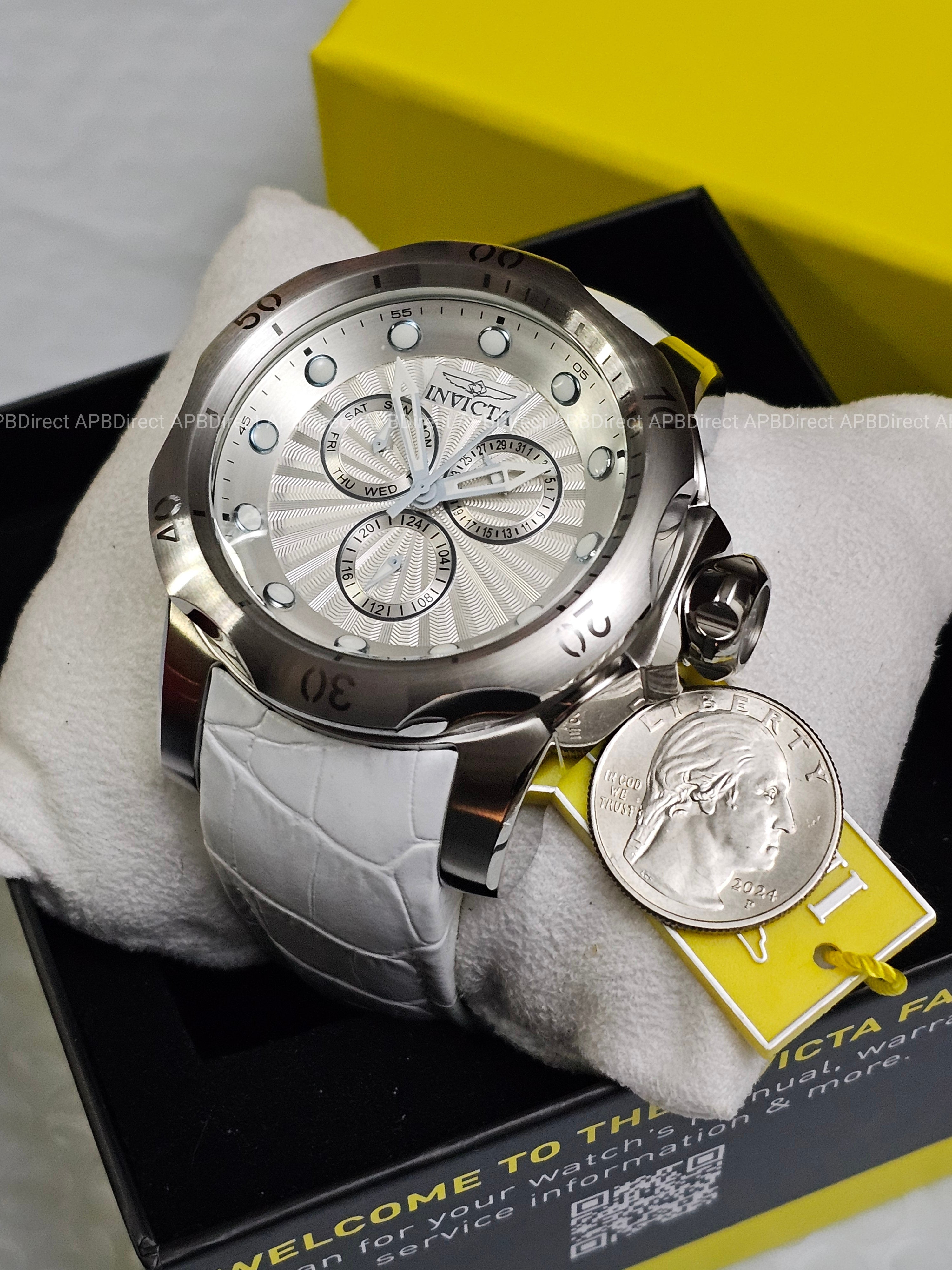 Invicta - VENOM - Ice 🧊 Blue / White Leather - MULTIFUNCTION - mens watch