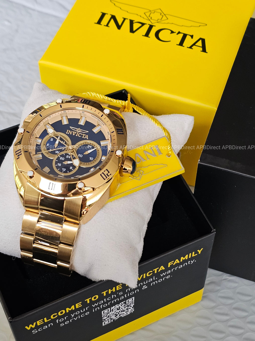 Invicta VENOM High Polished Gold SS Plating Blue Dial Multifunction Mens watch