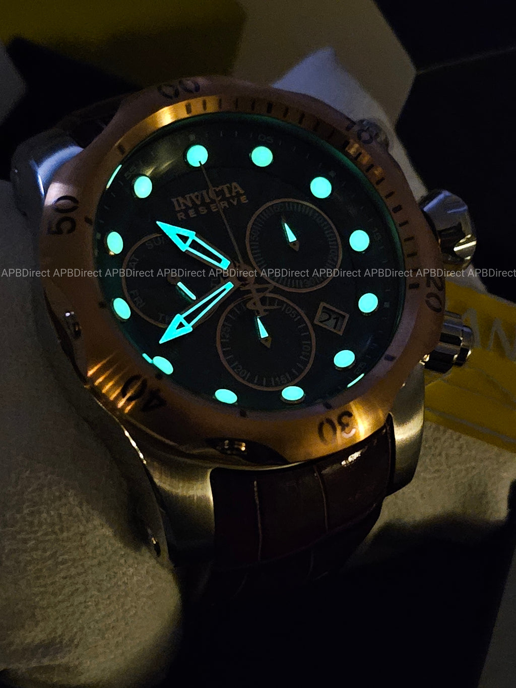 Invicta - VENOM Swiss Z60 1000m WR - Brown Croco Embossed Gen Leather mens watch