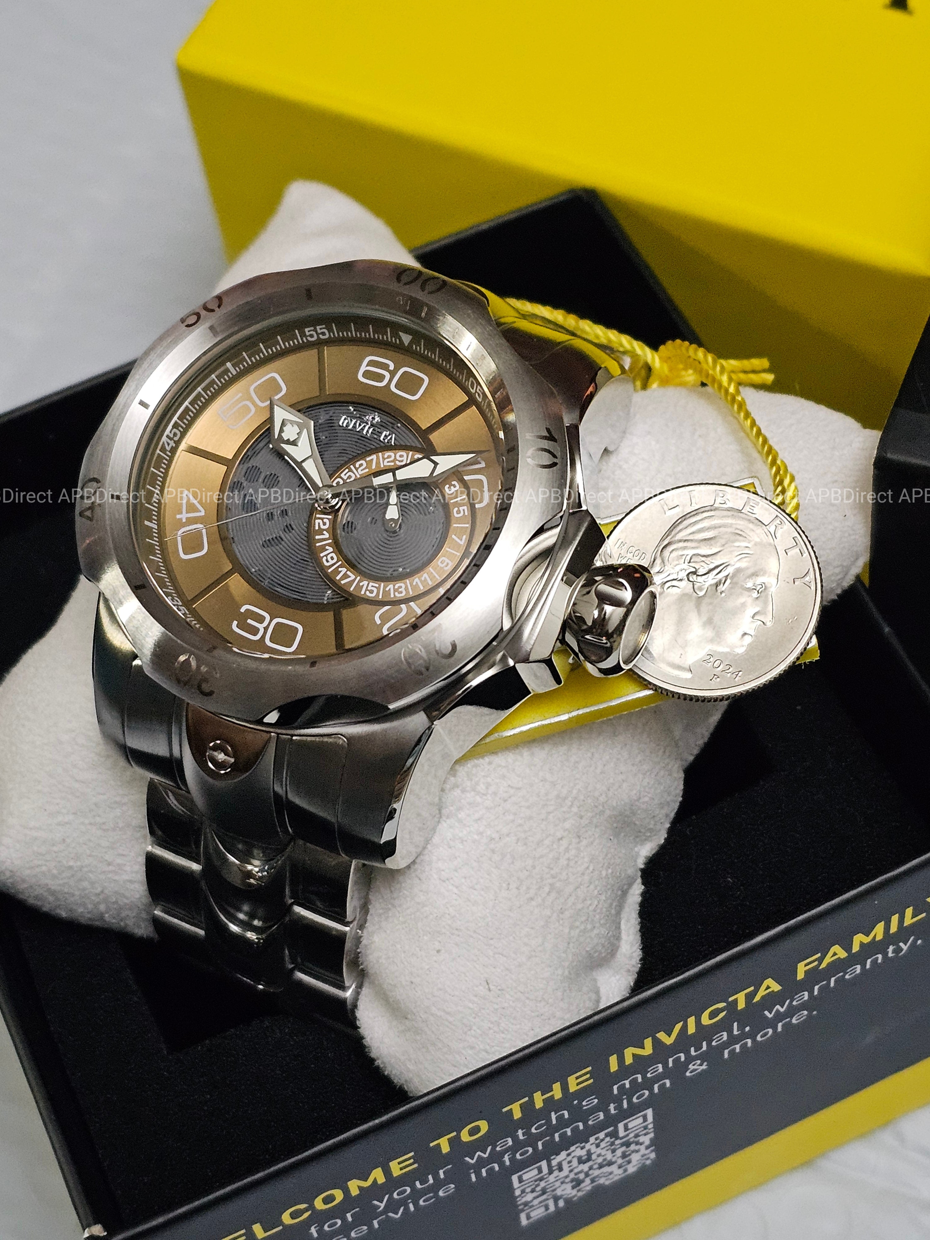 Invicta - VENOM - Partial Skeleton Gray & Khaki Dial 100m SS Bracelet mens watch