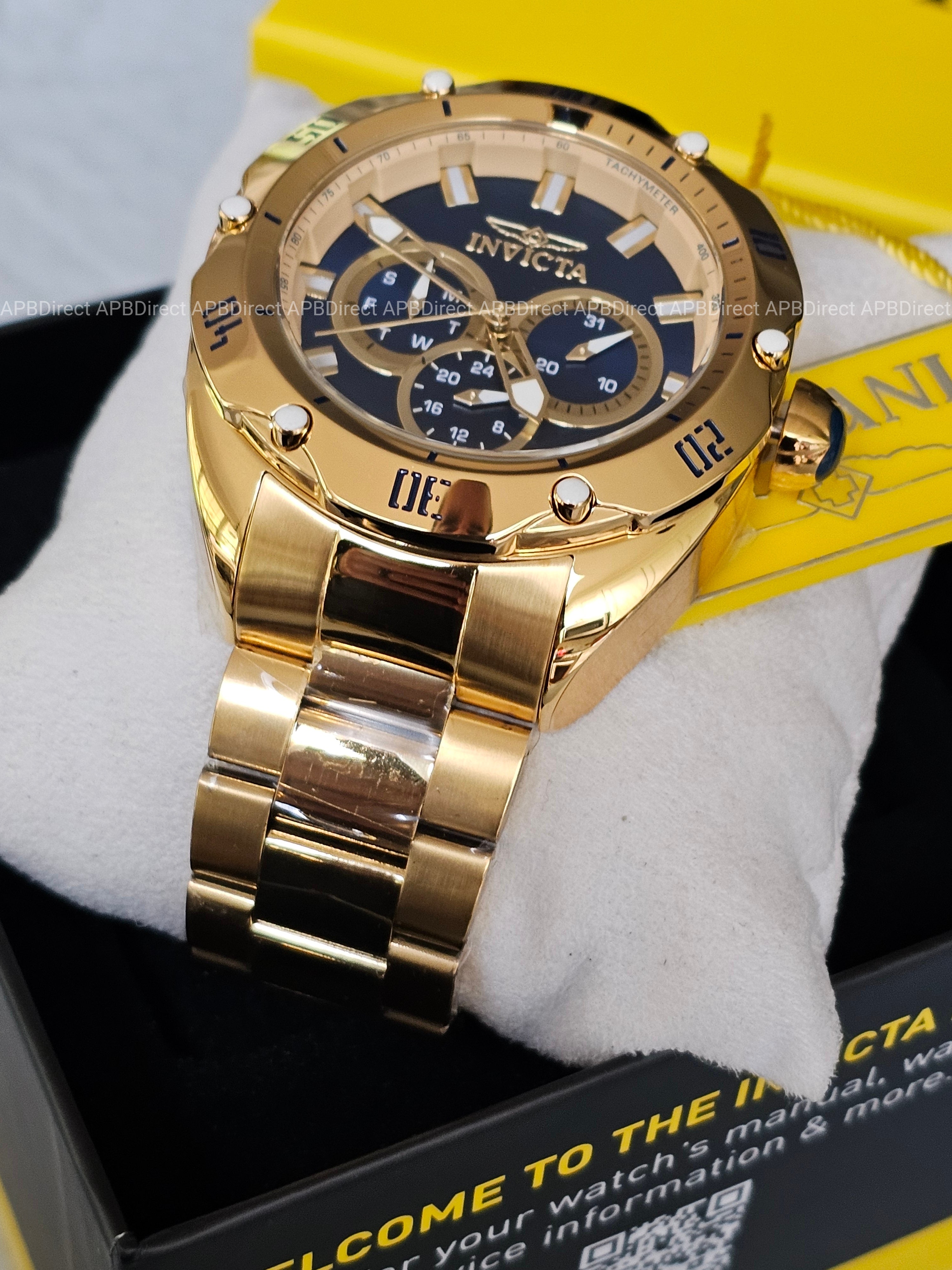 Invicta VENOM High Polished Gold SS Plating Blue Dial Multifunction Mens watch