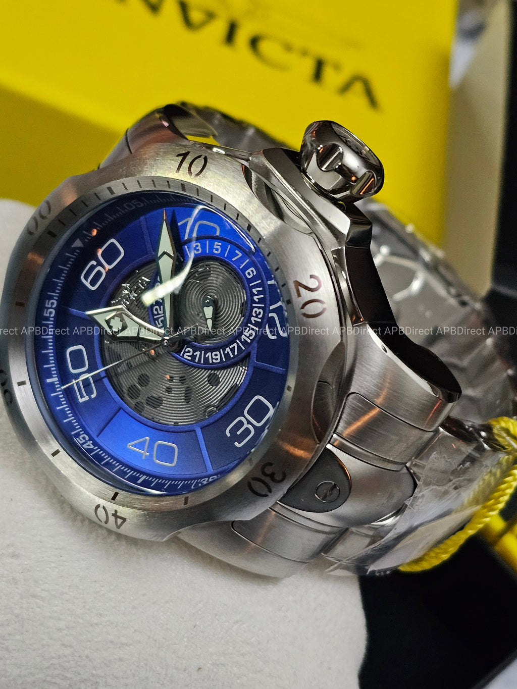 Invicta - VENOM - Partial Skeleton Gray & BLUE Dial 100m SS Bracelet mens watch