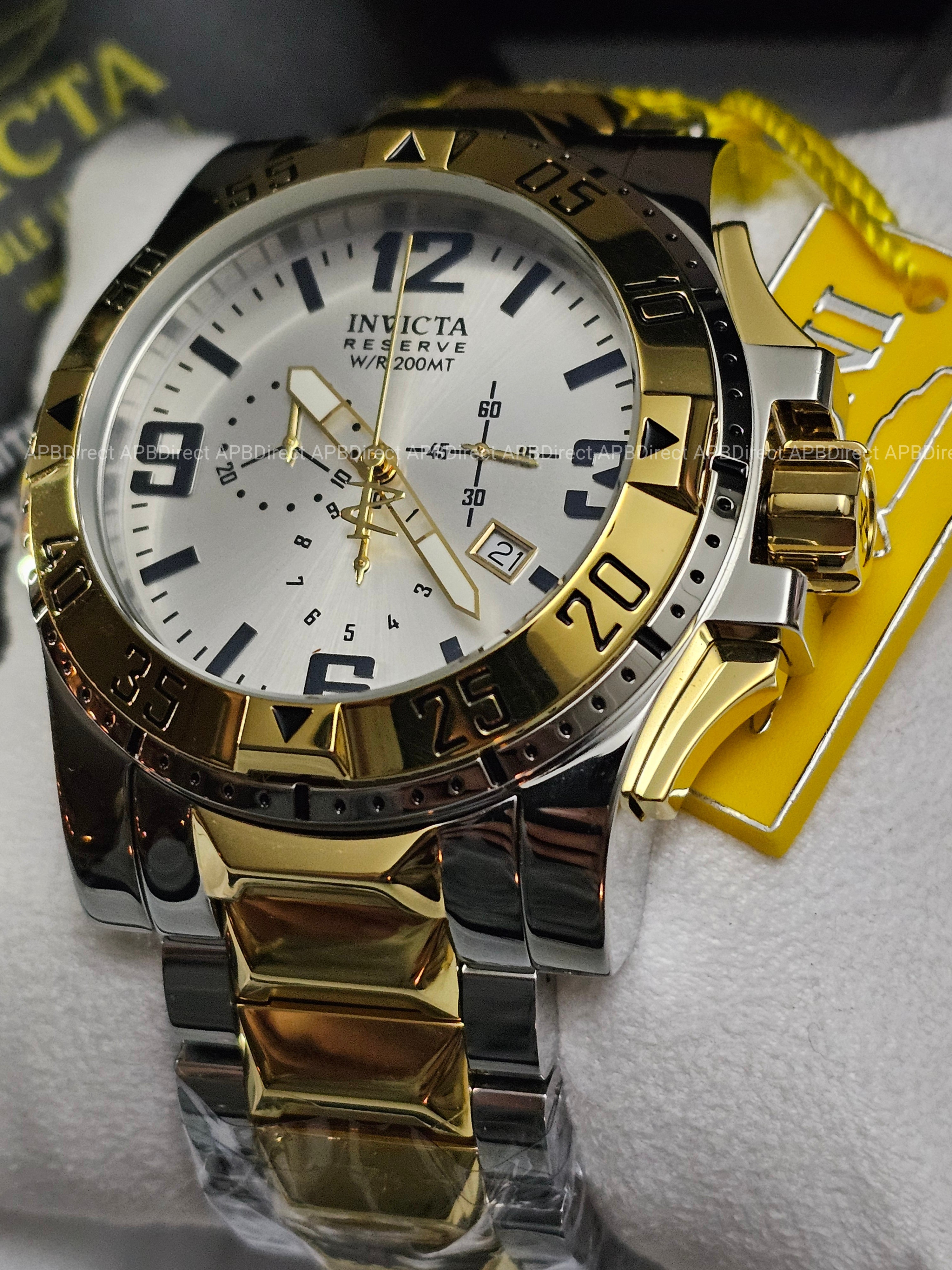 Invicta - EXCURSION - Gold Plated Platinum MOP Dial - Swiss Made - mens watch