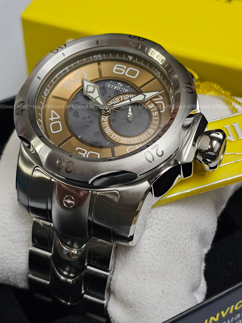 Invicta - VENOM - Partial Skeleton Gray & Khaki Dial 100m SS Bracelet mens watch