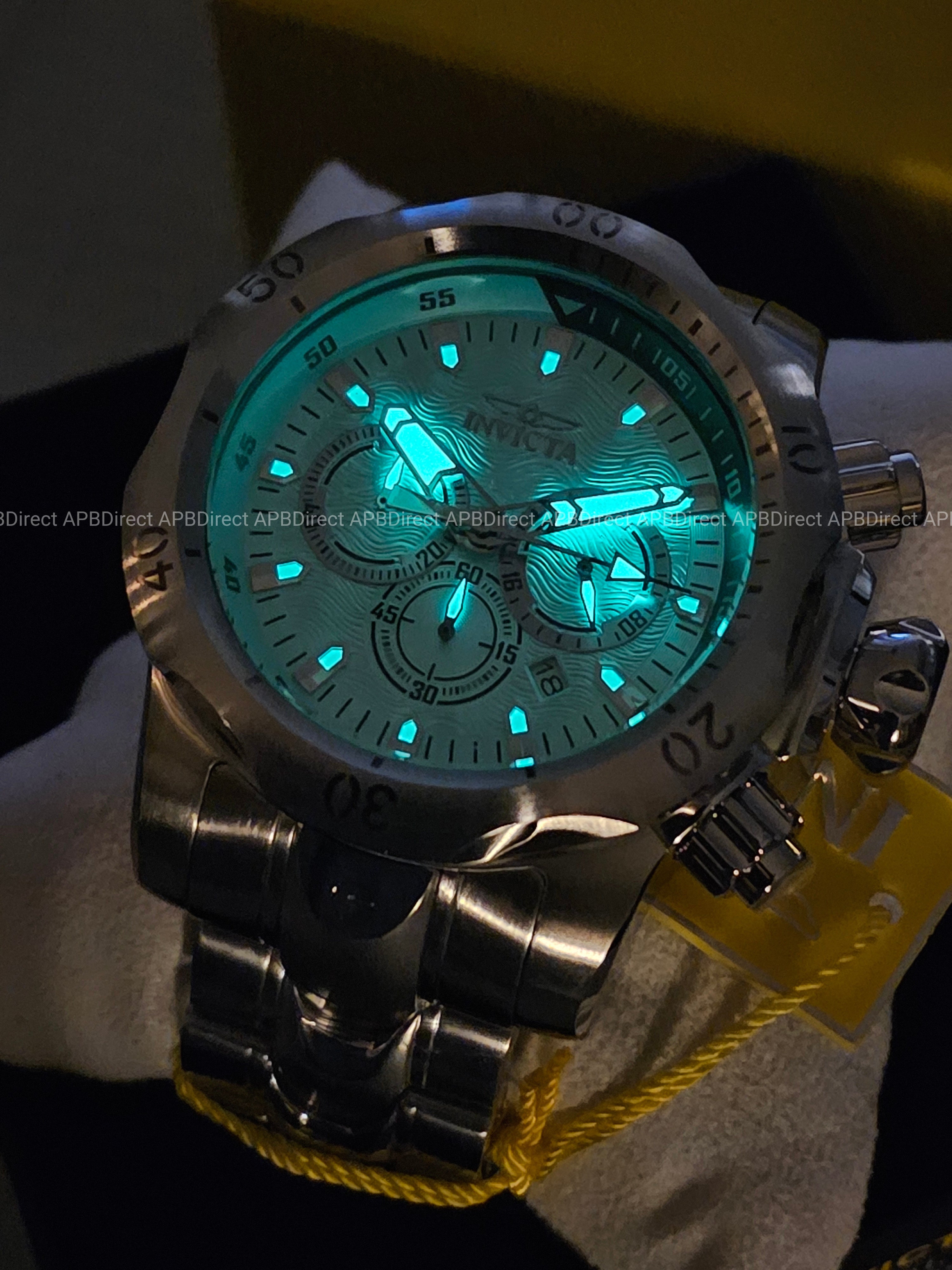 Invicta - VENOM - Chronograph - Light BLUE Dial 100m SS Bracelet mens watch