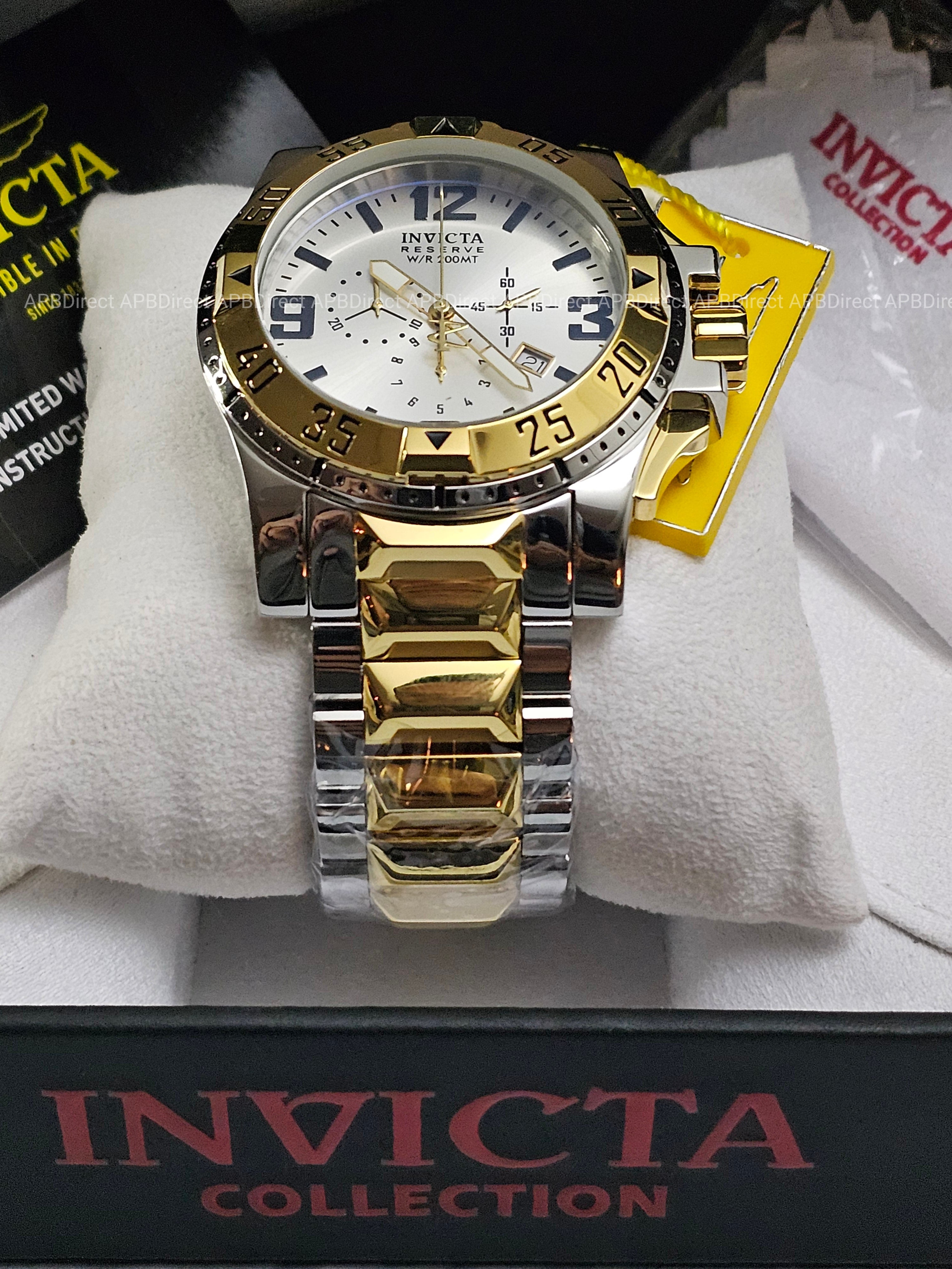 Invicta - EXCURSION - Gold Plated Platinum MOP Dial - Swiss Made - mens watch