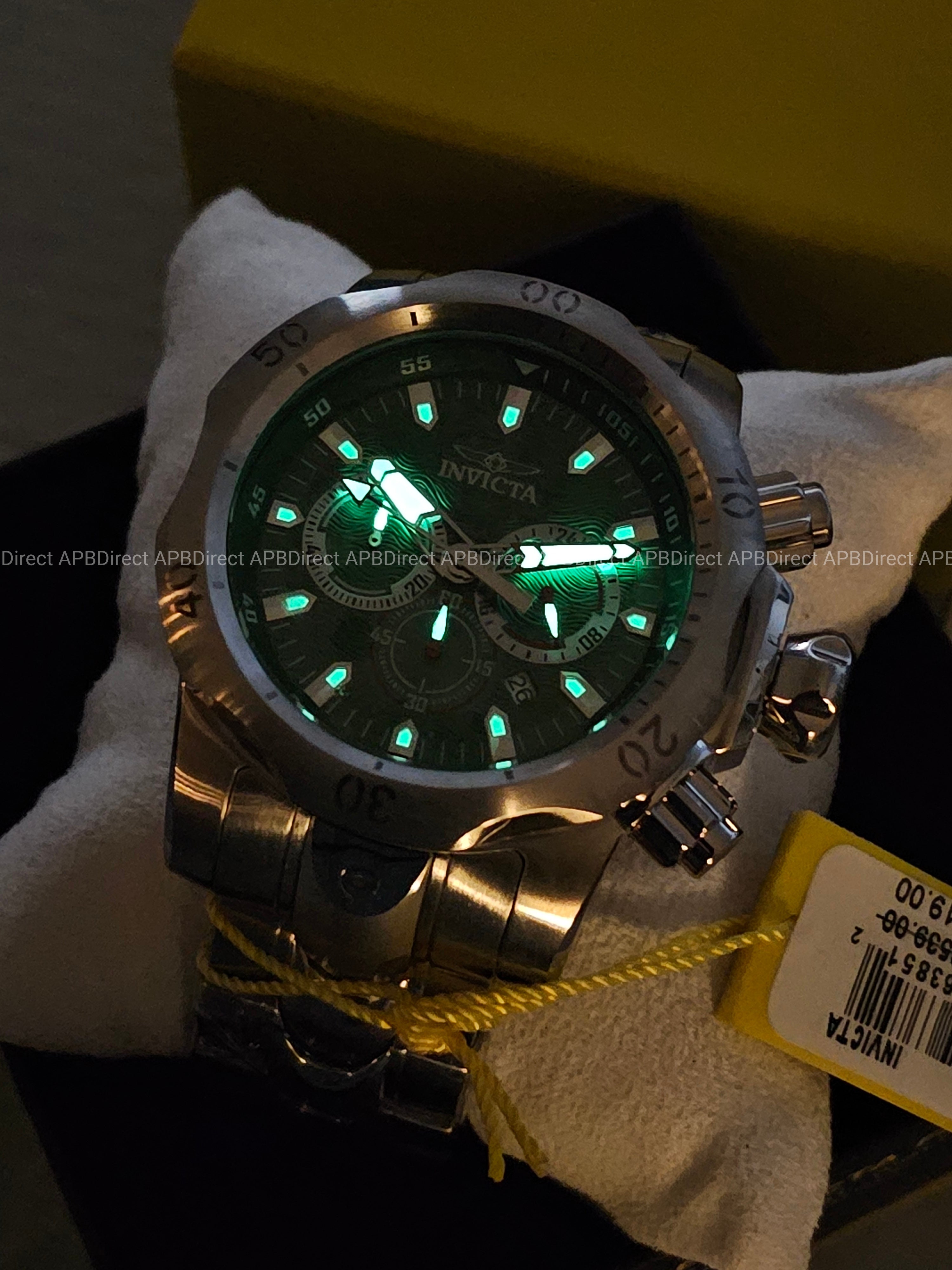 Invicta - VENOM - Chronograph - GREEN Dial 100m SS Bracelet mens watch