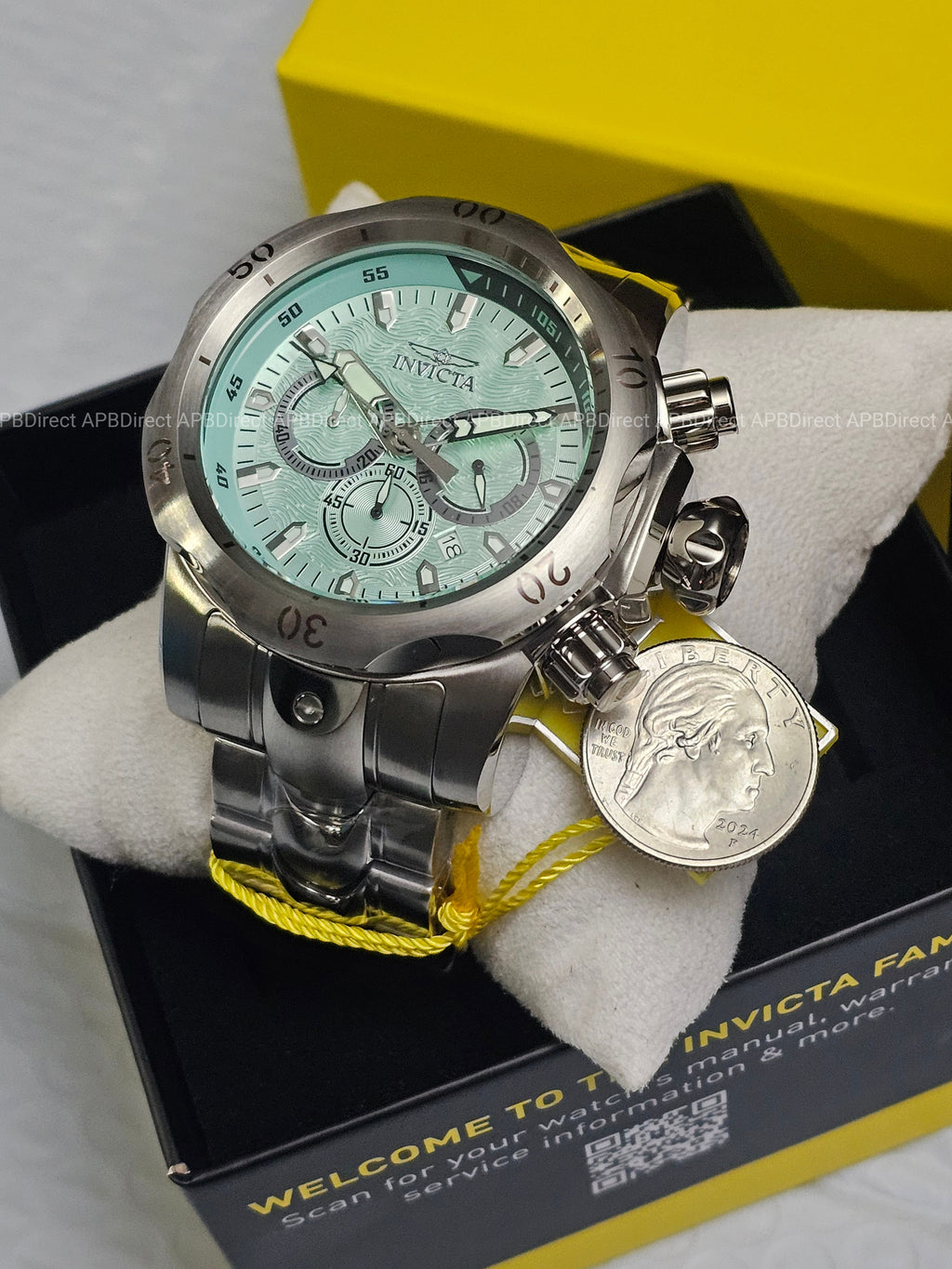 Invicta - VENOM - Chronograph - Light BLUE Dial 100m SS Bracelet mens watch