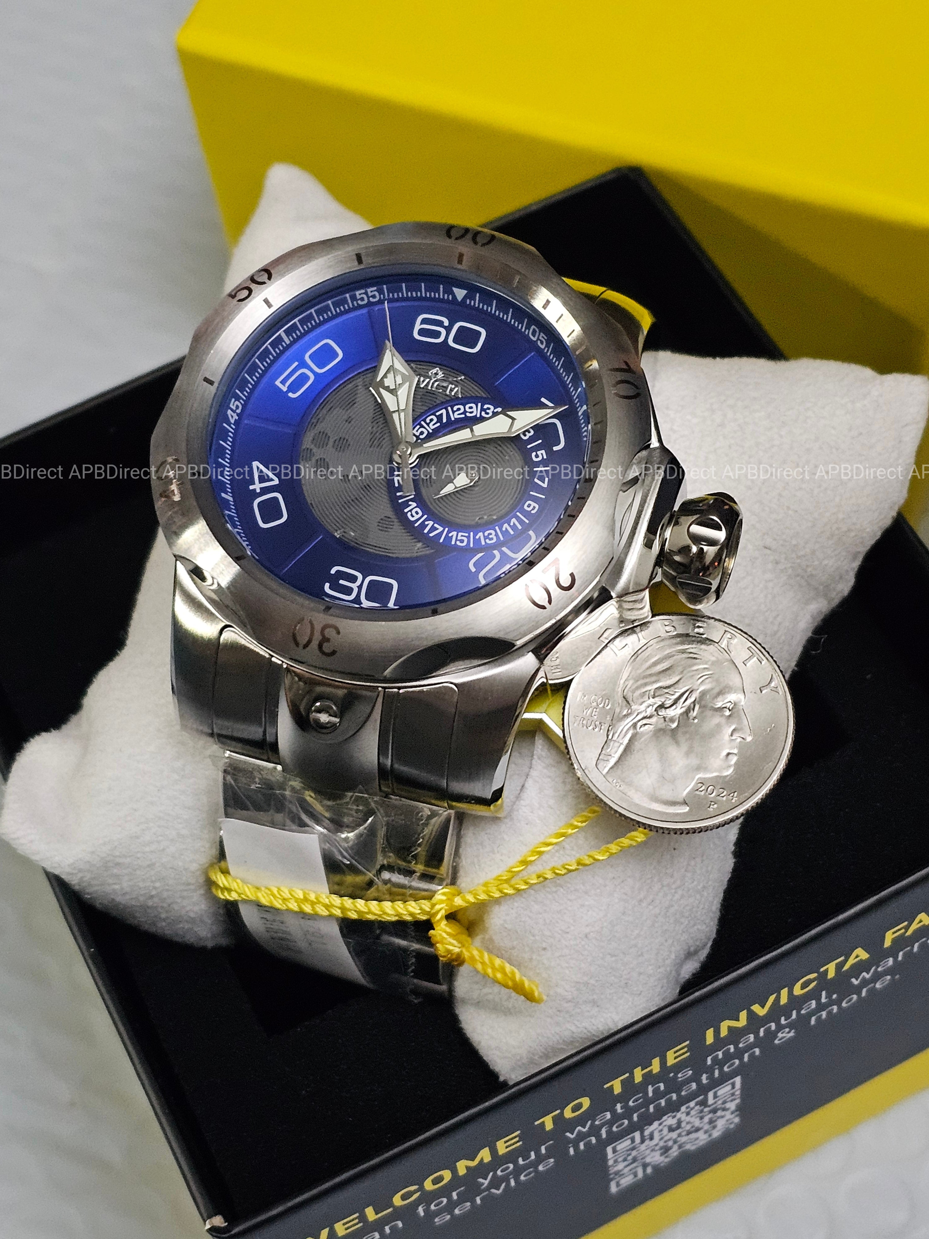 Invicta - VENOM - Partial Skeleton Gray & BLUE Dial 100m SS Bracelet mens watch