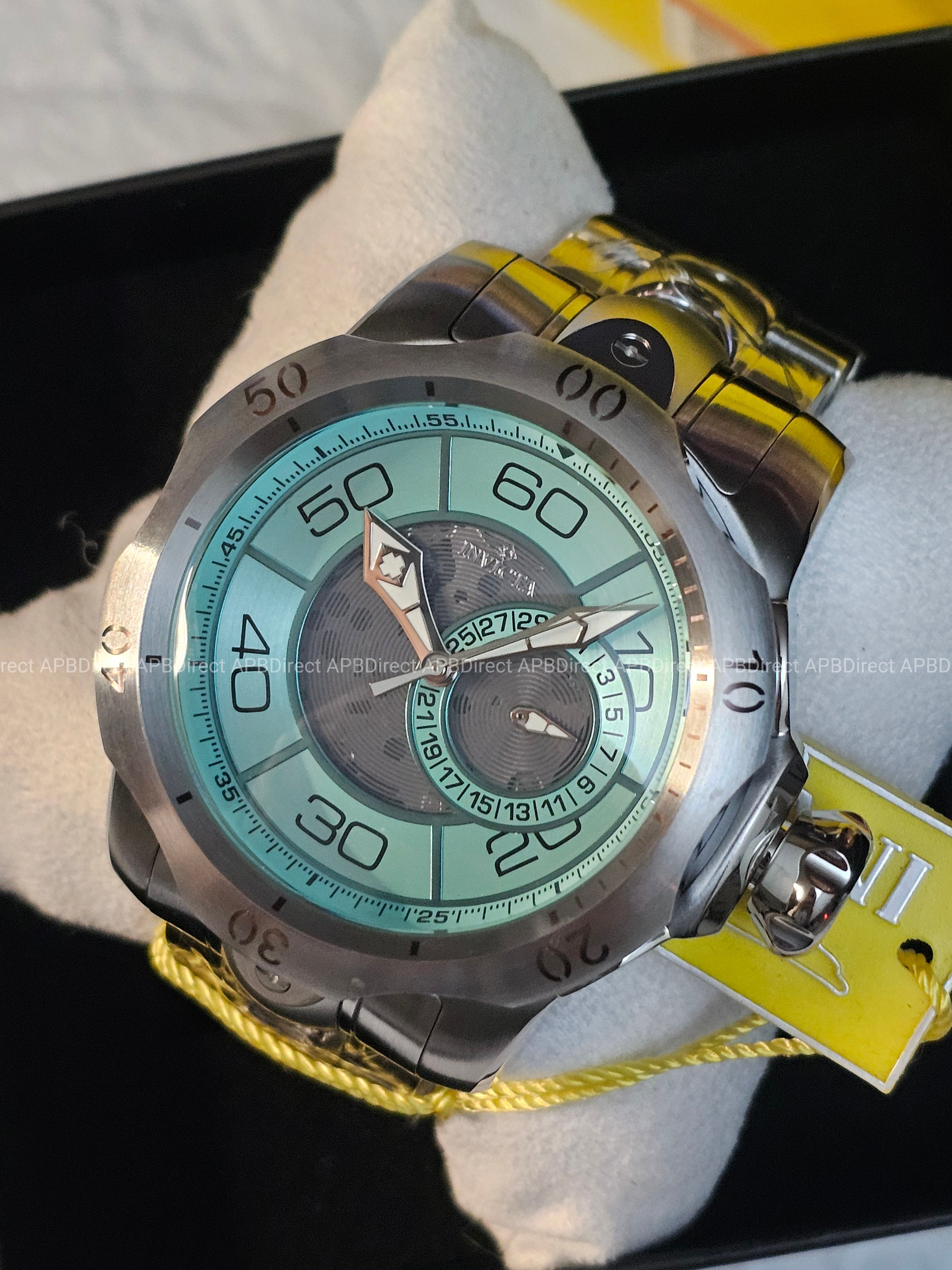 Invicta - VENOM - Partial Skeleton Gray & BLUE Dial 100m SS Bracelet mens watch