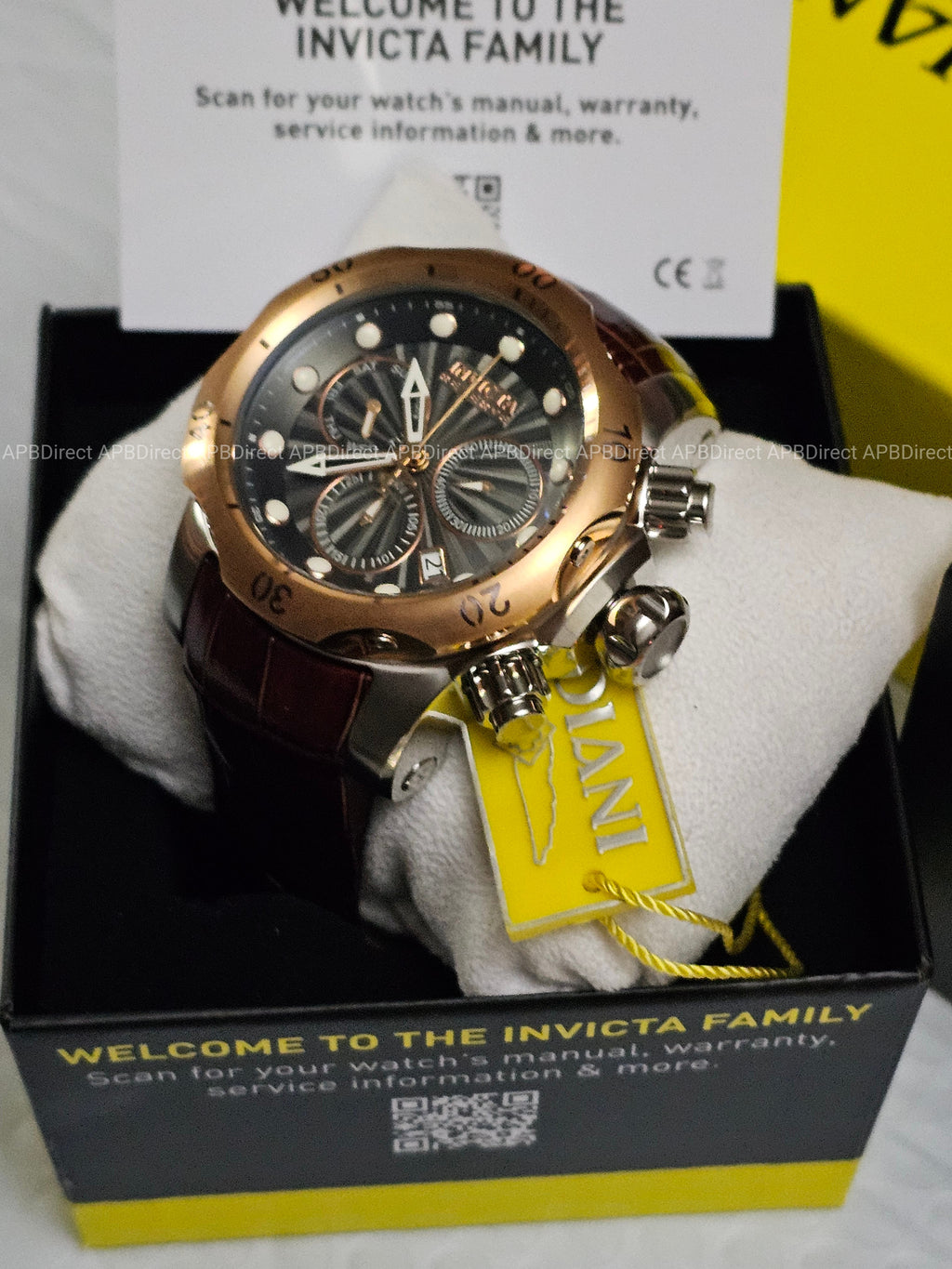 Invicta - VENOM Swiss Z60 1000m WR - Brown Croco Embossed Gen Leather mens watch