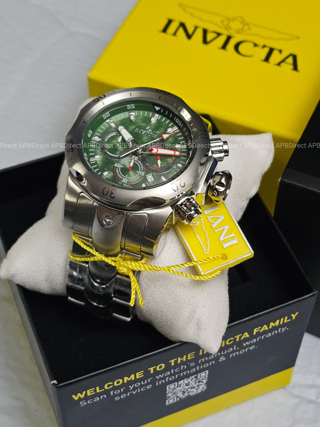 Invicta - VENOM - Chronograph - GREEN Dial 100m SS Bracelet mens watch