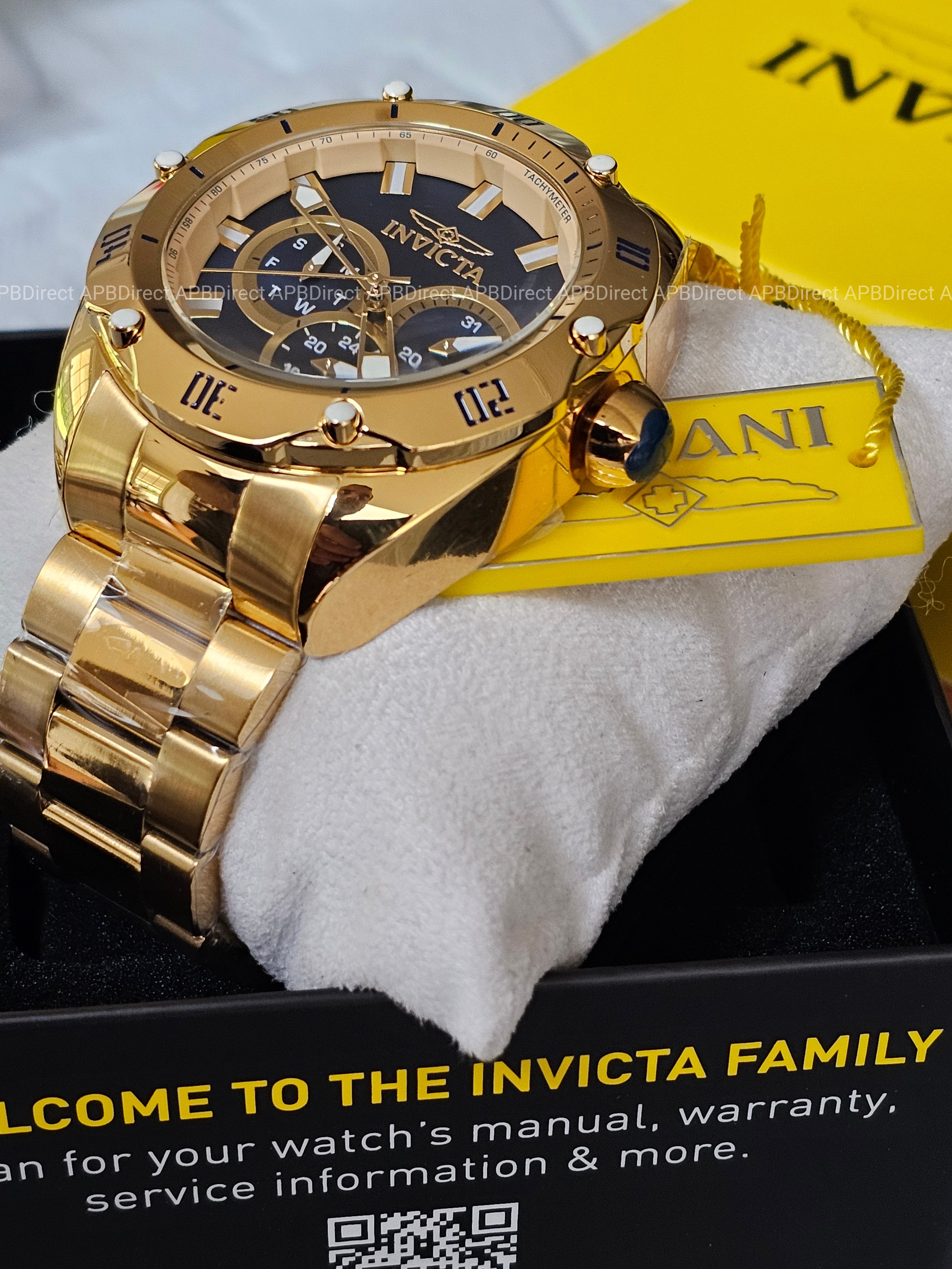 Invicta VENOM High Polished Gold SS Plating Blue Dial Multifunction Mens watch