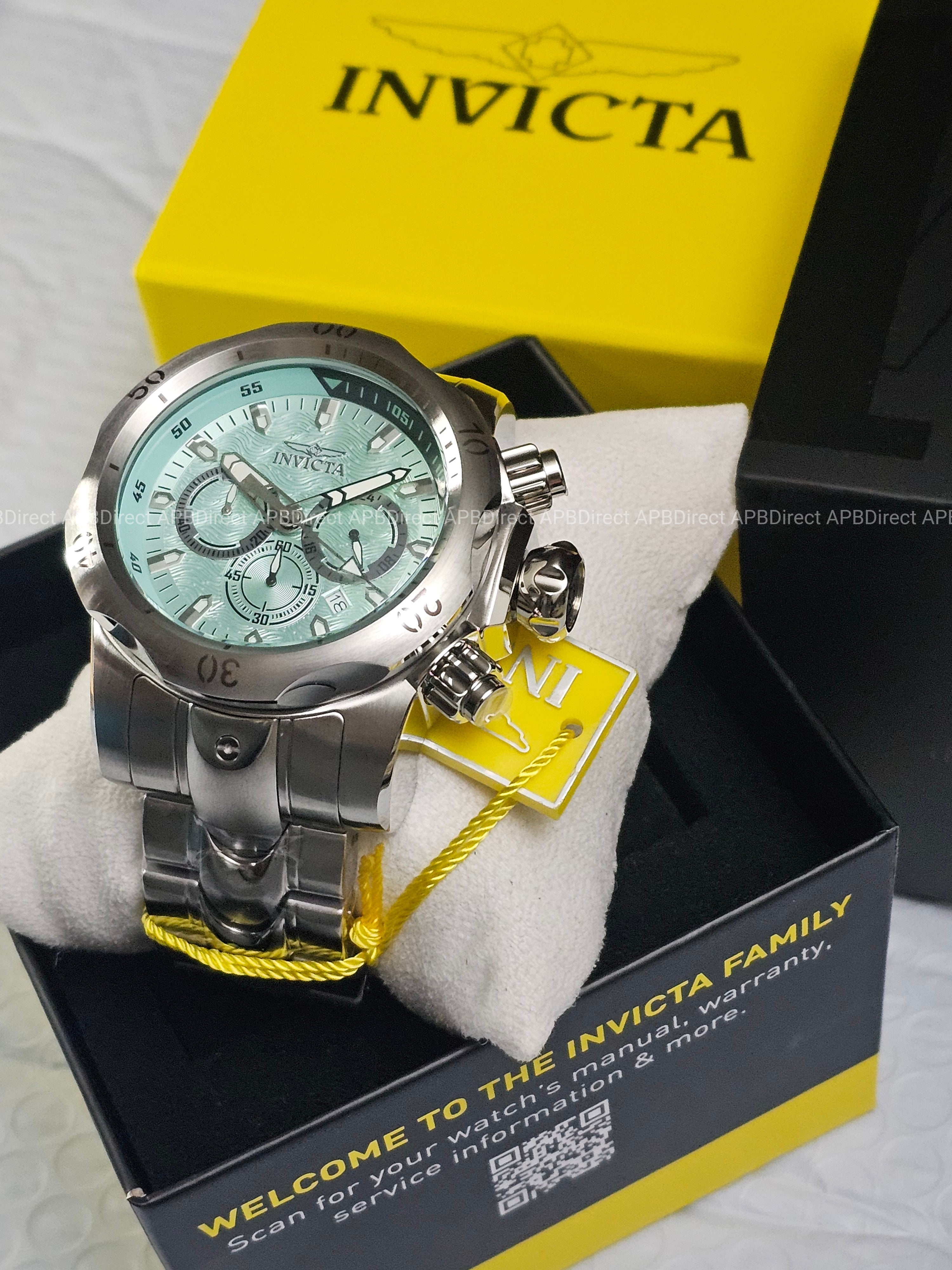 Invicta - VENOM - Chronograph - Light BLUE Dial 100m SS Bracelet mens watch