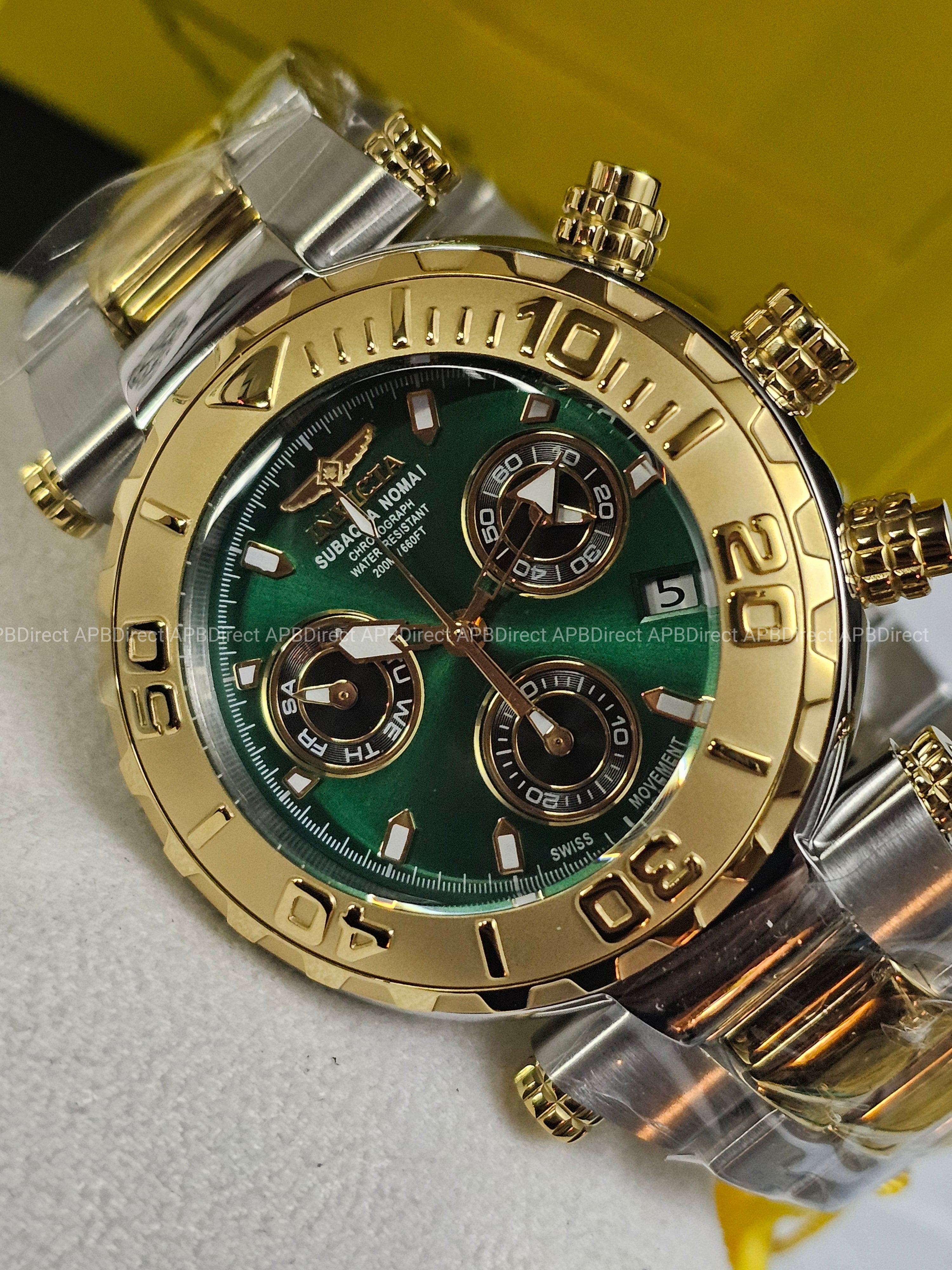 Invicta - Subaqua Noma I - Swiss Z60 Limited Edition Gold Green №381 mens watch