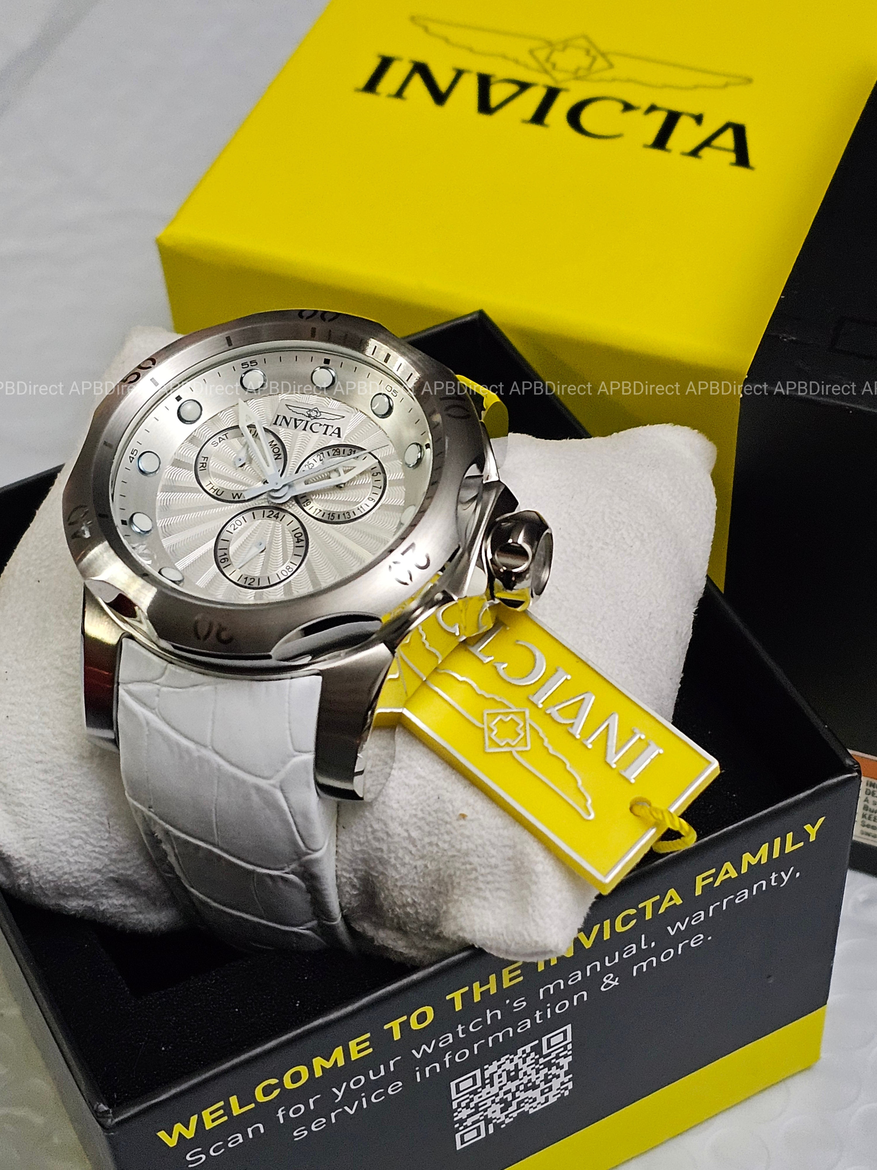 Invicta - VENOM - Ice 🧊 Blue / White Leather - MULTIFUNCTION - mens watch