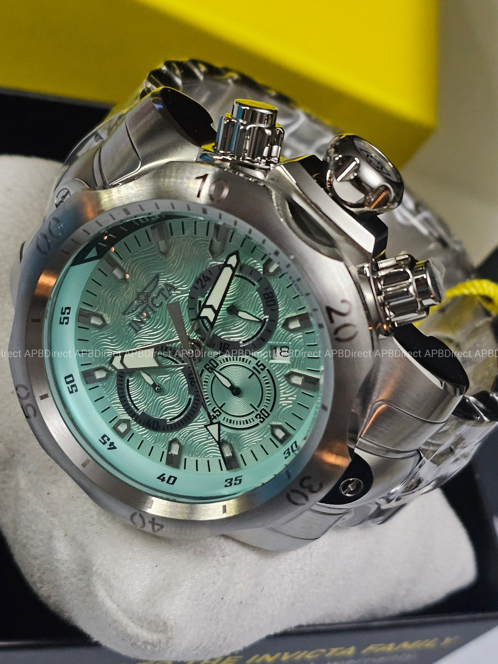 Invicta - VENOM - Chronograph - Light BLUE Dial 100m SS Bracelet mens watch