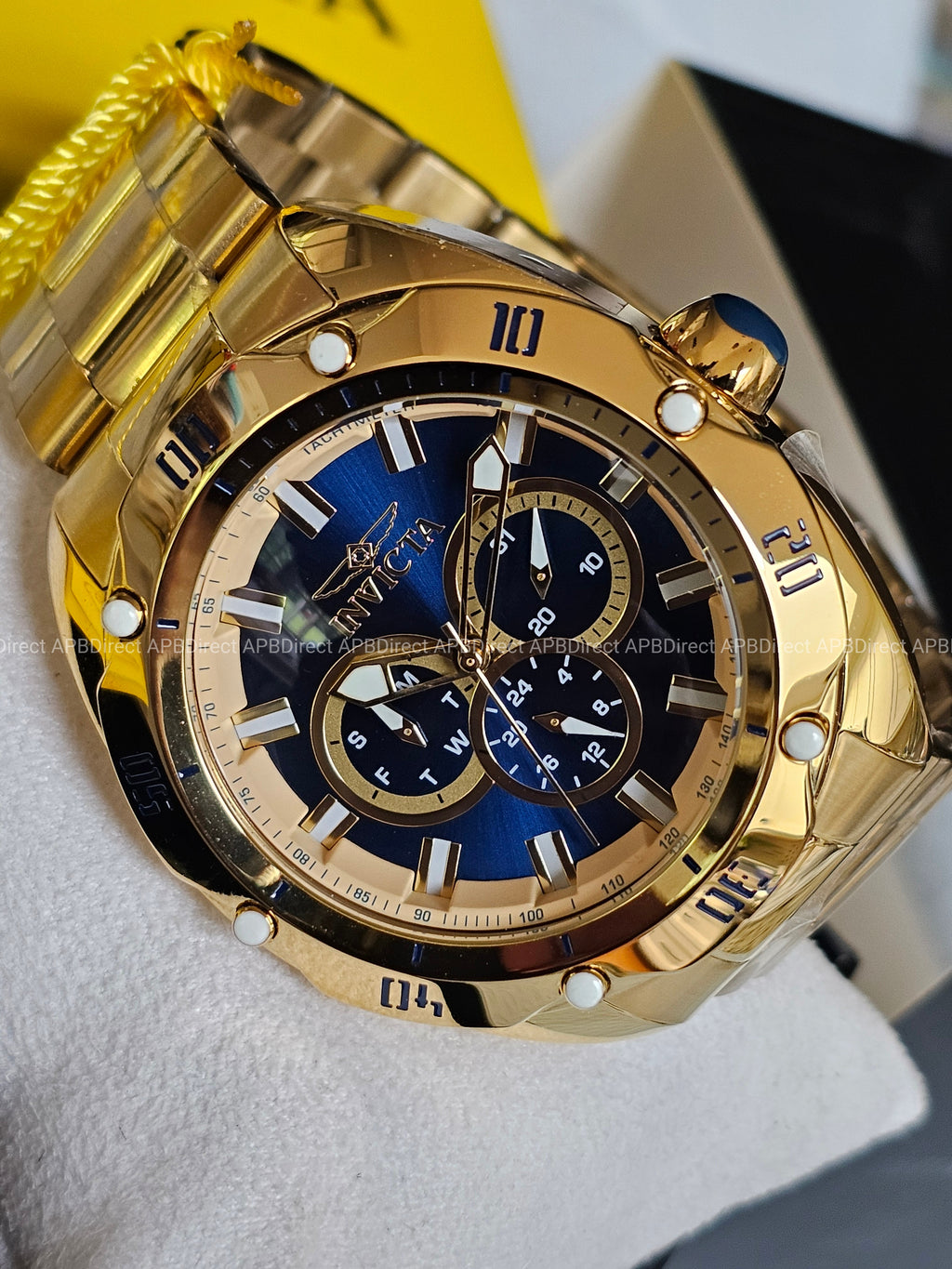 Invicta VENOM High Polished Gold SS Plating Blue Dial Multifunction Mens watch