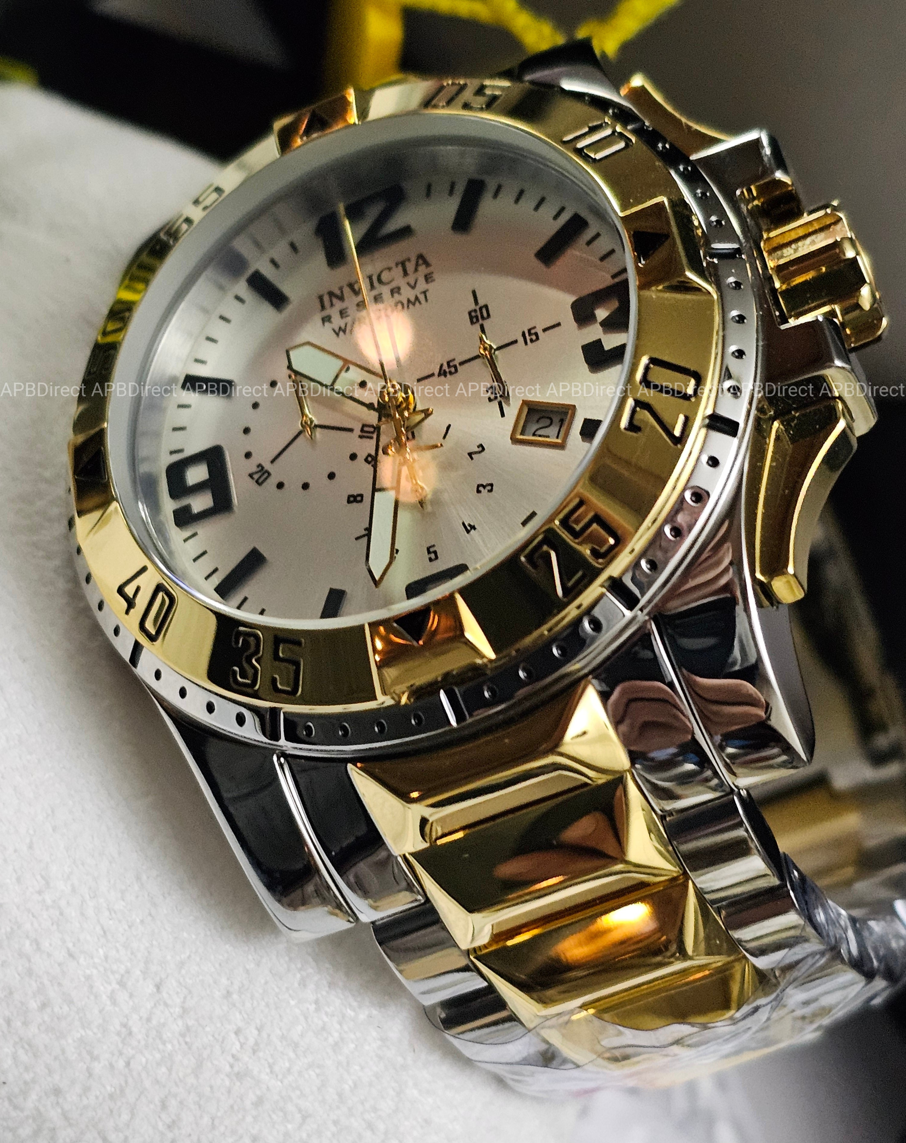 Invicta - EXCURSION - Gold Plated Platinum MOP Dial - Swiss Made - mens watch